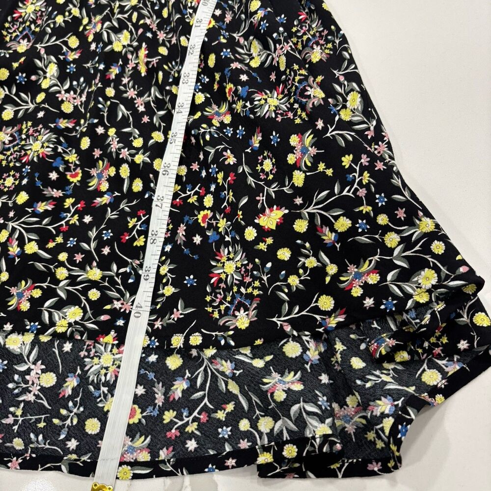 Boden Dress Womens Size 14 L Black Wildflower Paisley Floral Tie Neck Shirt NWT - Picture 8 of 9